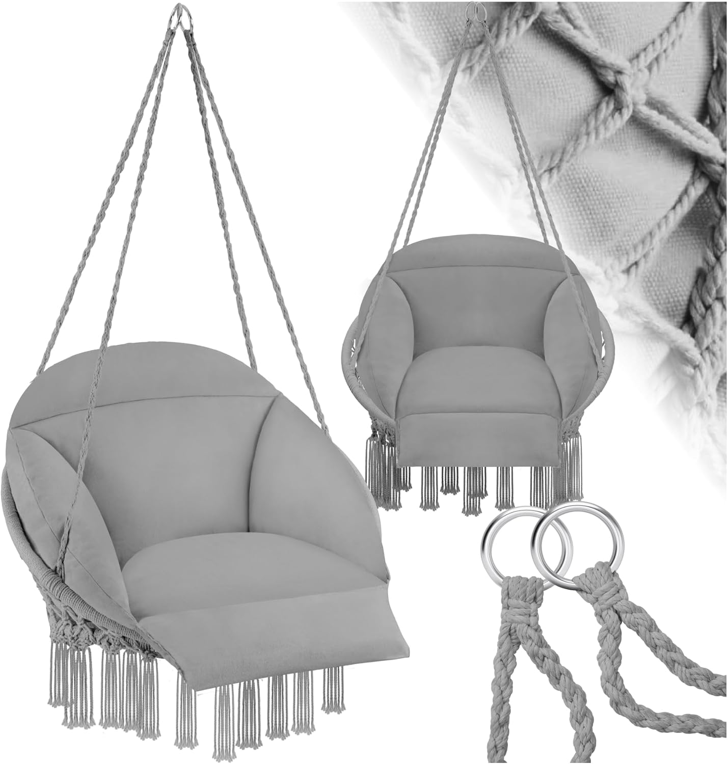 tectake Columpio Jardín Exterior silla colgante gris