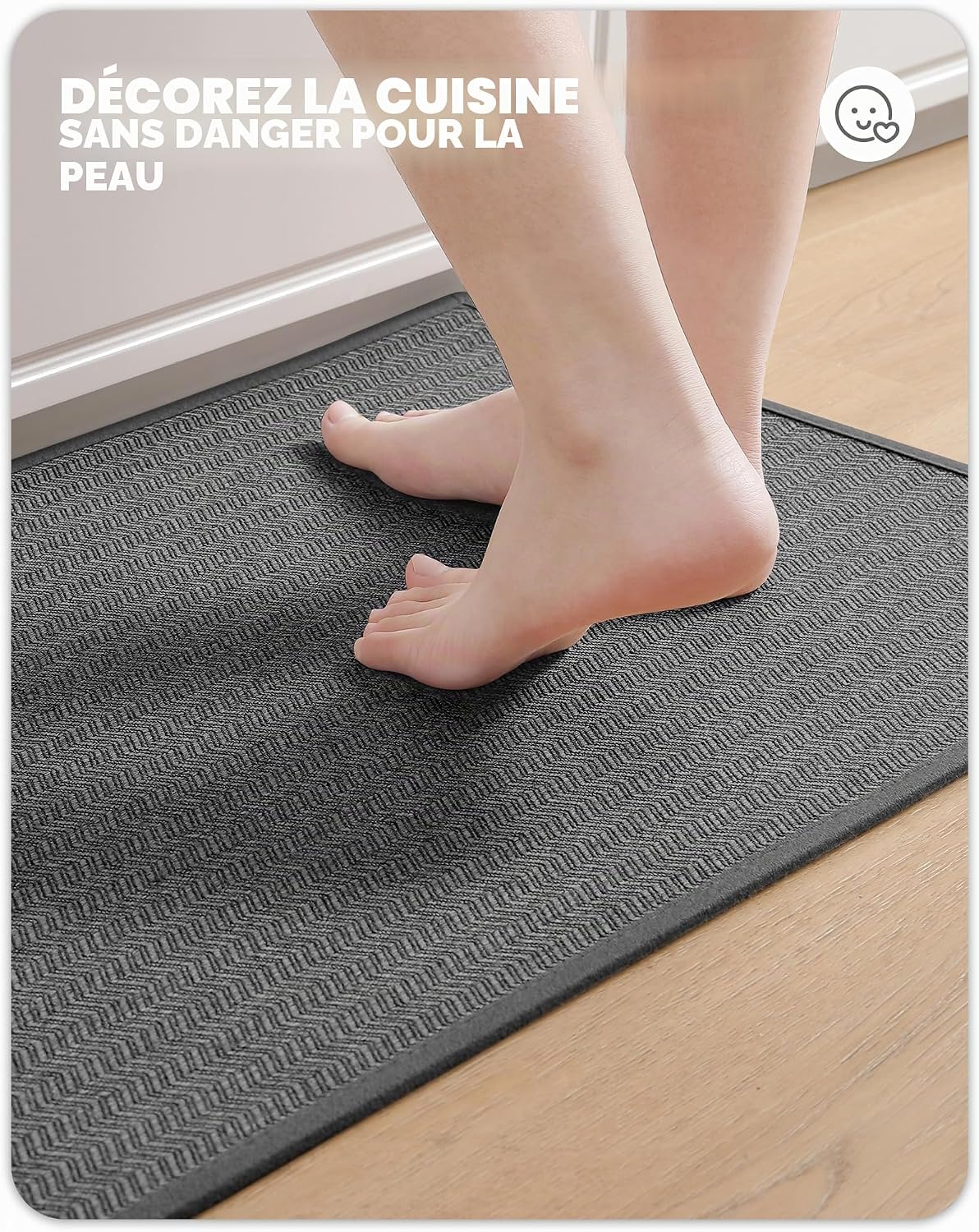 Thumbnail 2 de COLOR&GEOMETRY Tapis Cuisine 43,5 x 150 cm – Antidérapant et Lavable, Gris Foncé