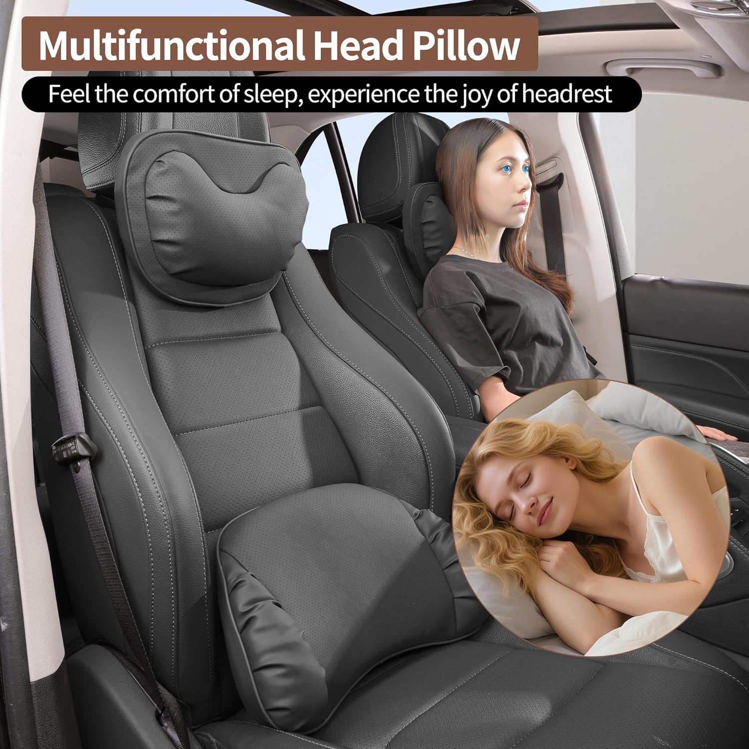 Thumbnail 6 de Dapucarin Car Neck Pillow [No More Pressure] – Premium Leather Headrest for Driving, Office & Gaming