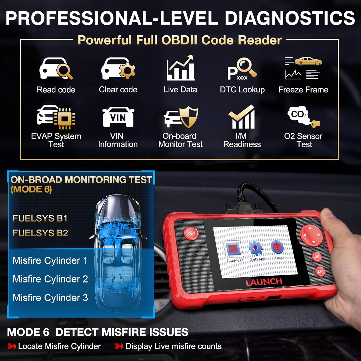Detalle 2 de LAUNCH CRP123 V2.0 OBD2 Scanner 4-inch