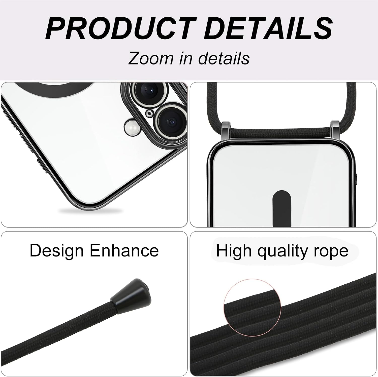 Detalle de Oelrstfe Cover Magnetica Trasparente con Cordino per iPhone 17 – Protezione sottile e stile magnetico