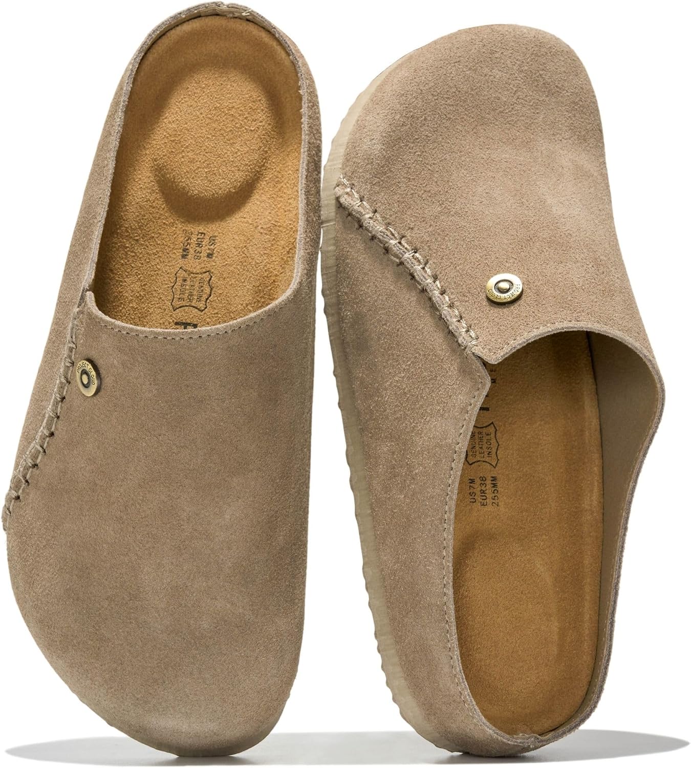 Detalle de Project Cloud Women's Genuine Suede Slip-On Clogs with Memory Foam Insole