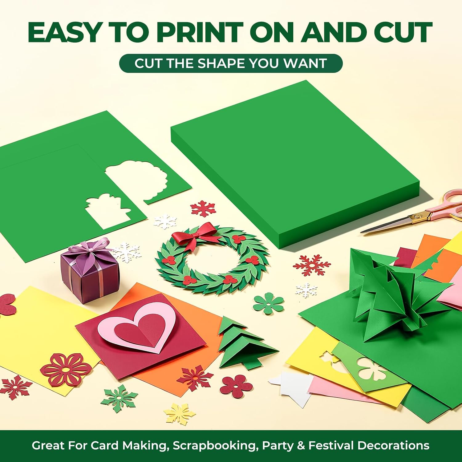 Detalle de Vishoitty Green Cardstock, 8.5 x 11, 75 lb, 40 Sheets