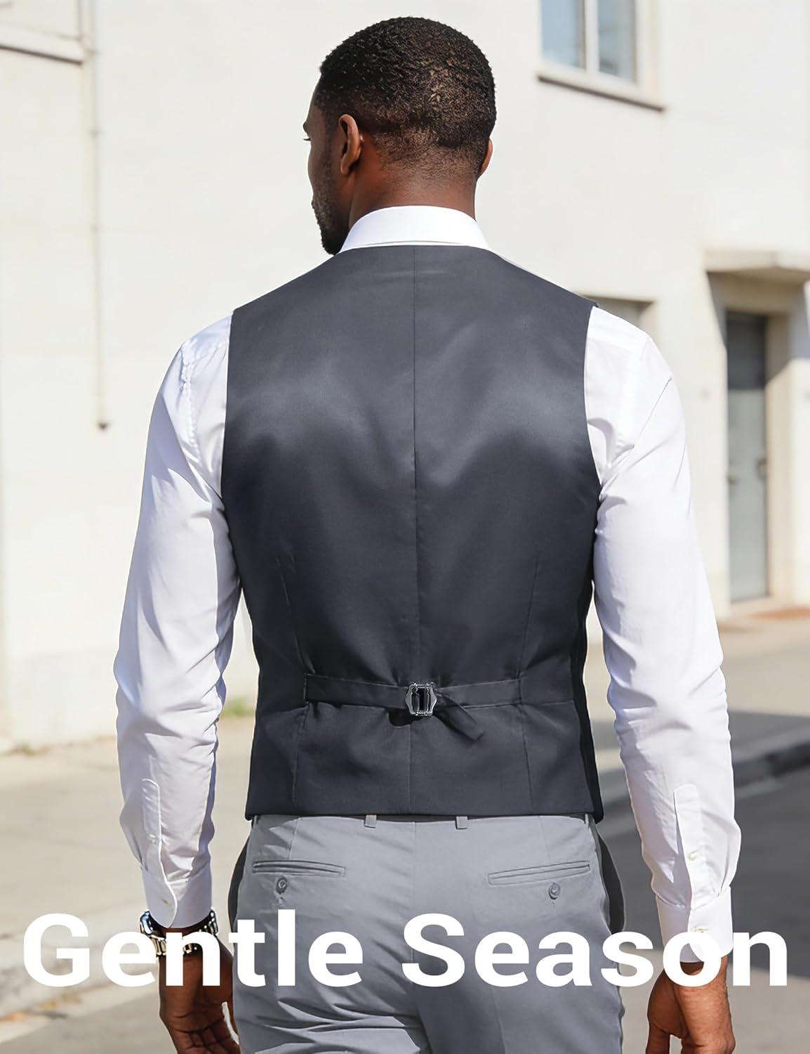 Detalle 2 de Gentle Season Mens Vest Suit Slim-Fit Suit Vest with Tie & Pocket Square