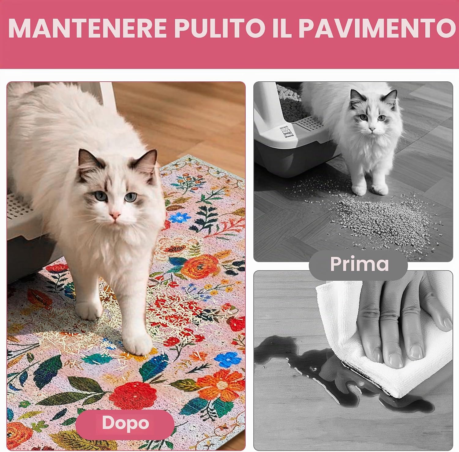 Detalle de YOSEPATI Tappetino Lettiera Gatti 60x40 cm – protezione impermeabile e antiscivolo per pavimenti impeccabili