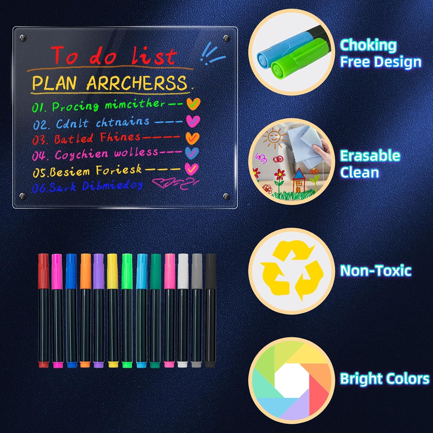 Thumbnail 2 de Solorage 12 Colour Dry/Wet Erase Markers (3mm) for LED Drawing Boards