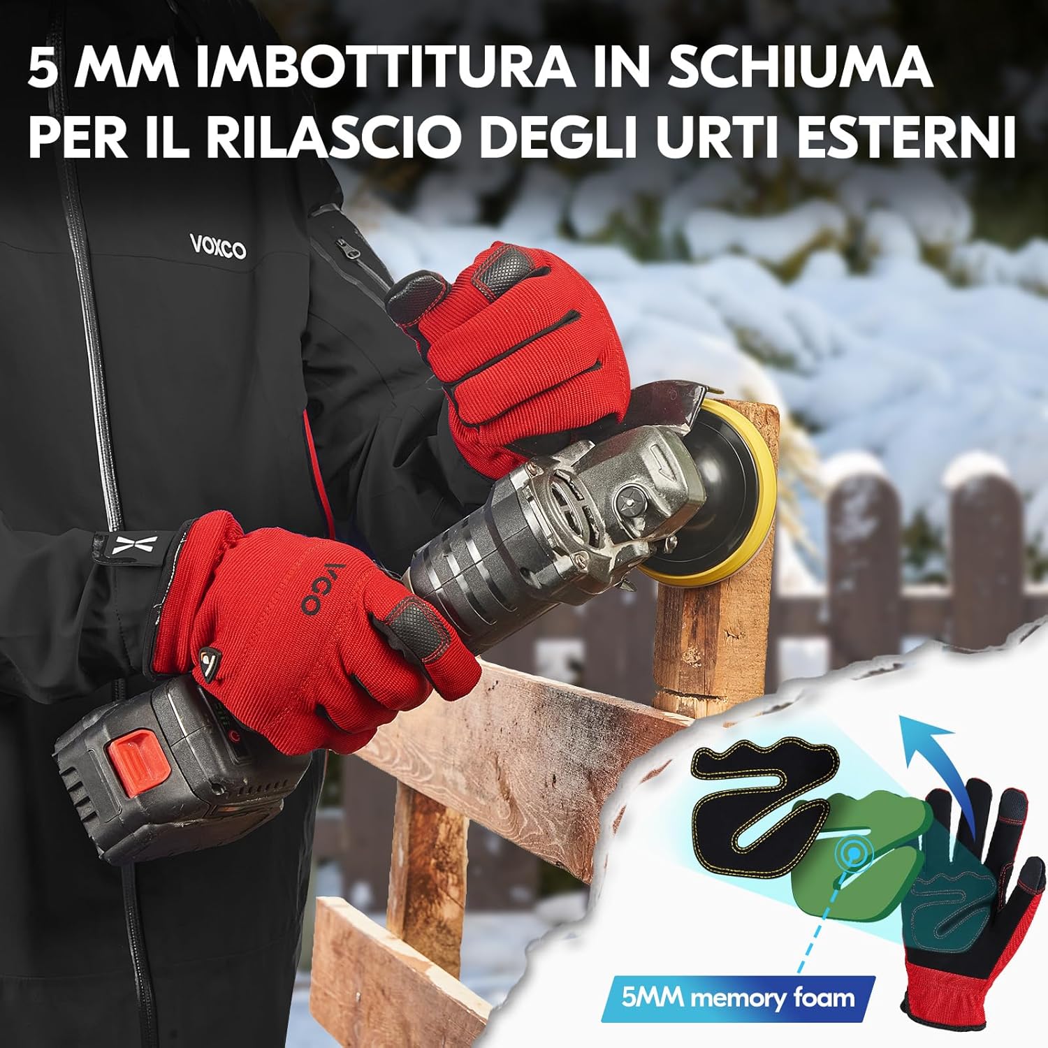 Thumbnail 4 de Vgo... Guanti da lavoro invernali impermeabili con touchscreen, termici (1 paio) – per edilizia, magazzino e giardinaggio