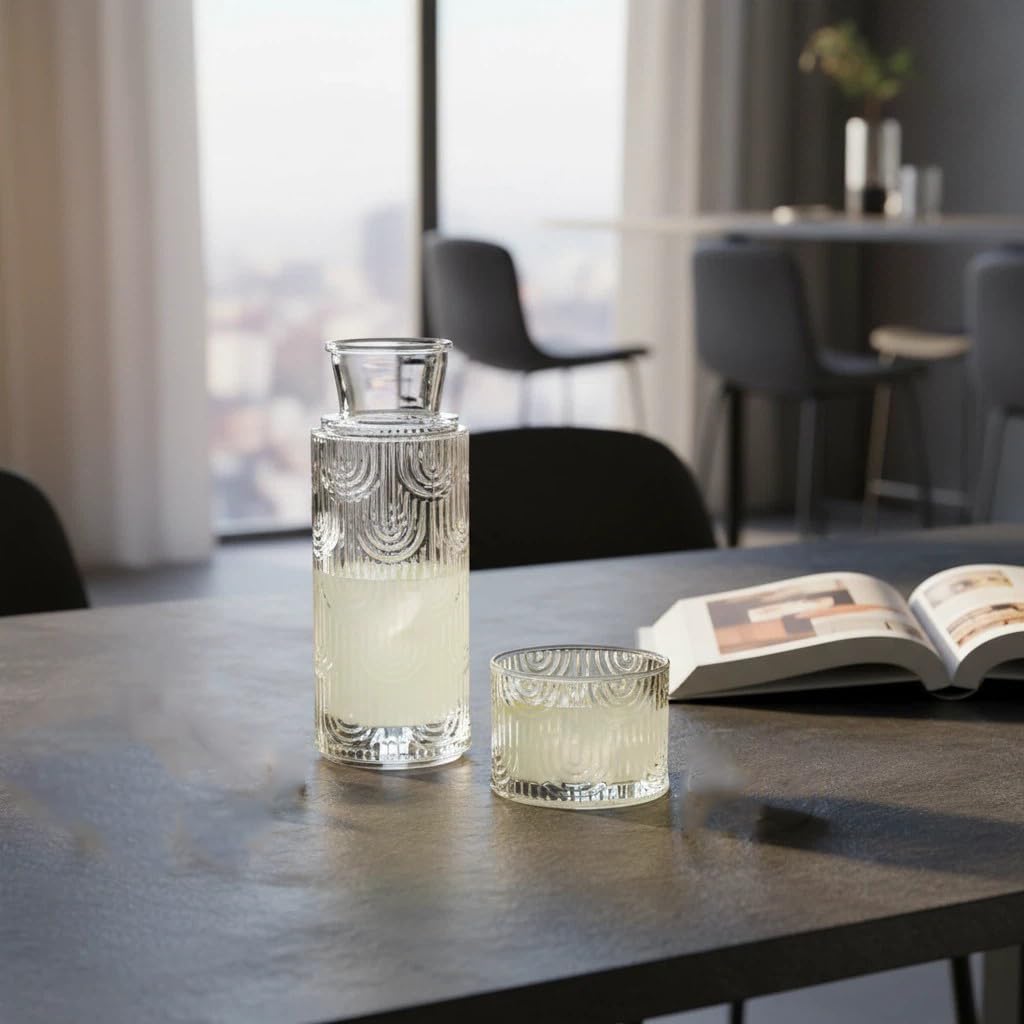 Detalle 2 de AOSEE NC2010 Glass Bedside Carafe Set with Tumbler and Flip-Top Lid