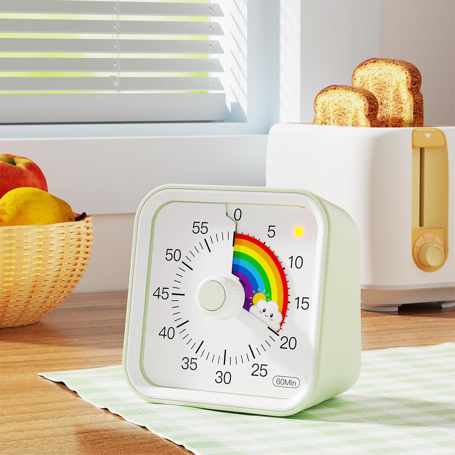 Detalle 2 de Visual Timer for Kids with Pause Function (Rainbow Green) – 60 Minute Visual Countdown
