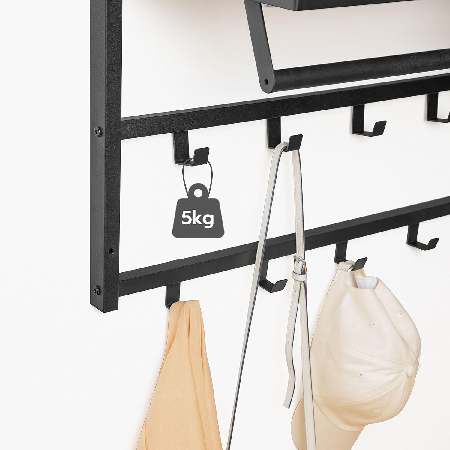Detalle 1 de HOOBRO EBF12YM01 wandgarderobe met legplank, roede en 10 haken