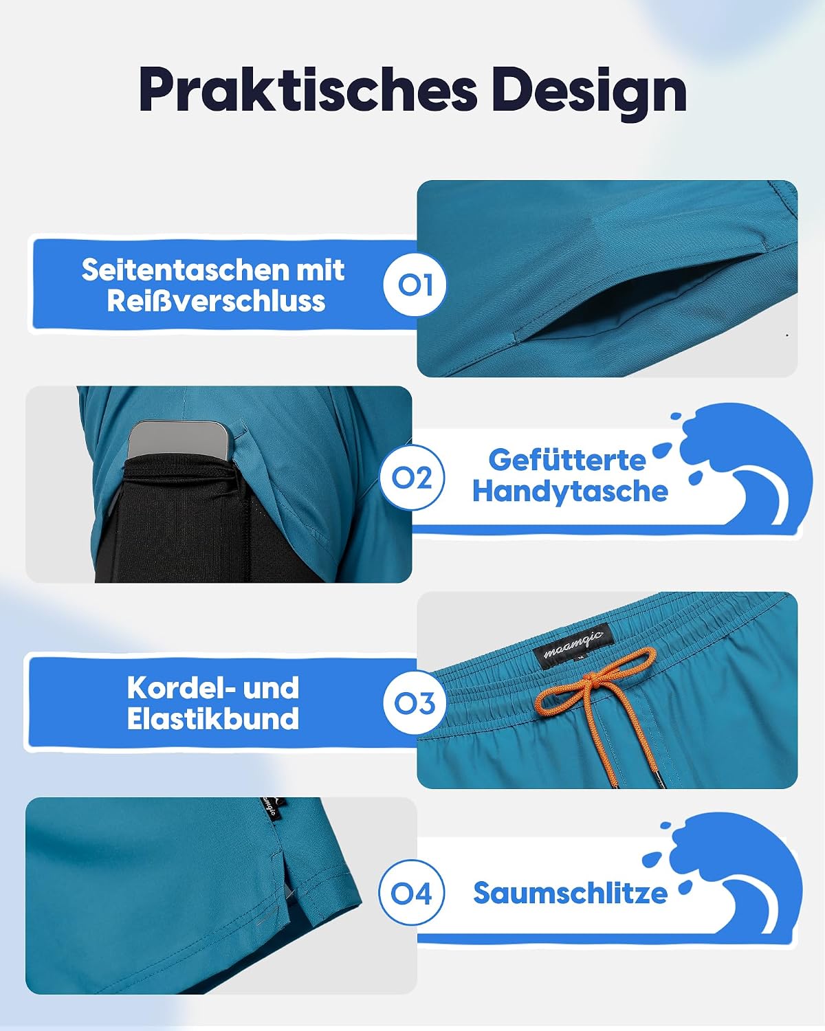 Detalle 2 de MaaMgic Herren-Badehose 2 in 1 7