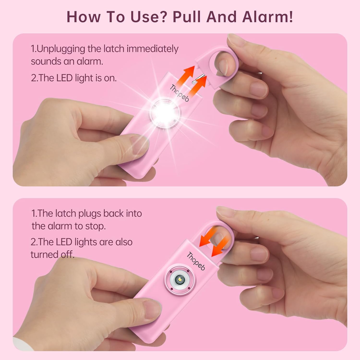Detalle 2 de Der Original Persönlicher Alarm für Frauen – Selbstverteidigungs-Schlüsselanhänger mit 130 dB Sirene (Rosa)