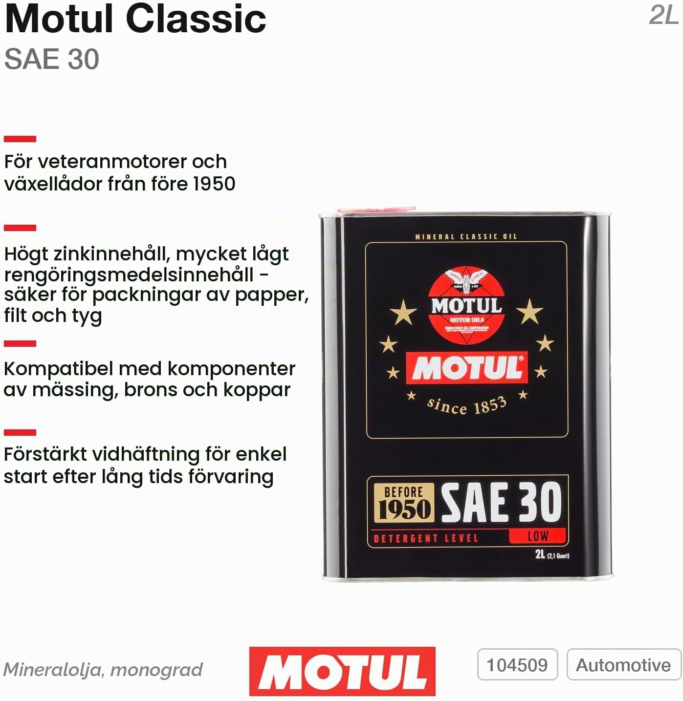 Detalle 2 de Motul Classic Oil SAE 30 motorolja, 2 l
