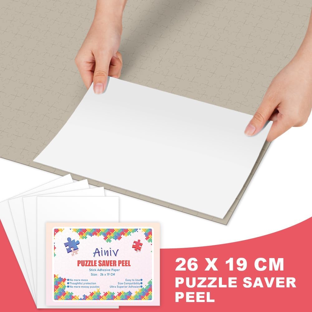Detalle 2 de Ainiv 16 Fogli Colla per Puzzle Bifacciale Colla 19×26 cm — Protezione e Conservazione facili
