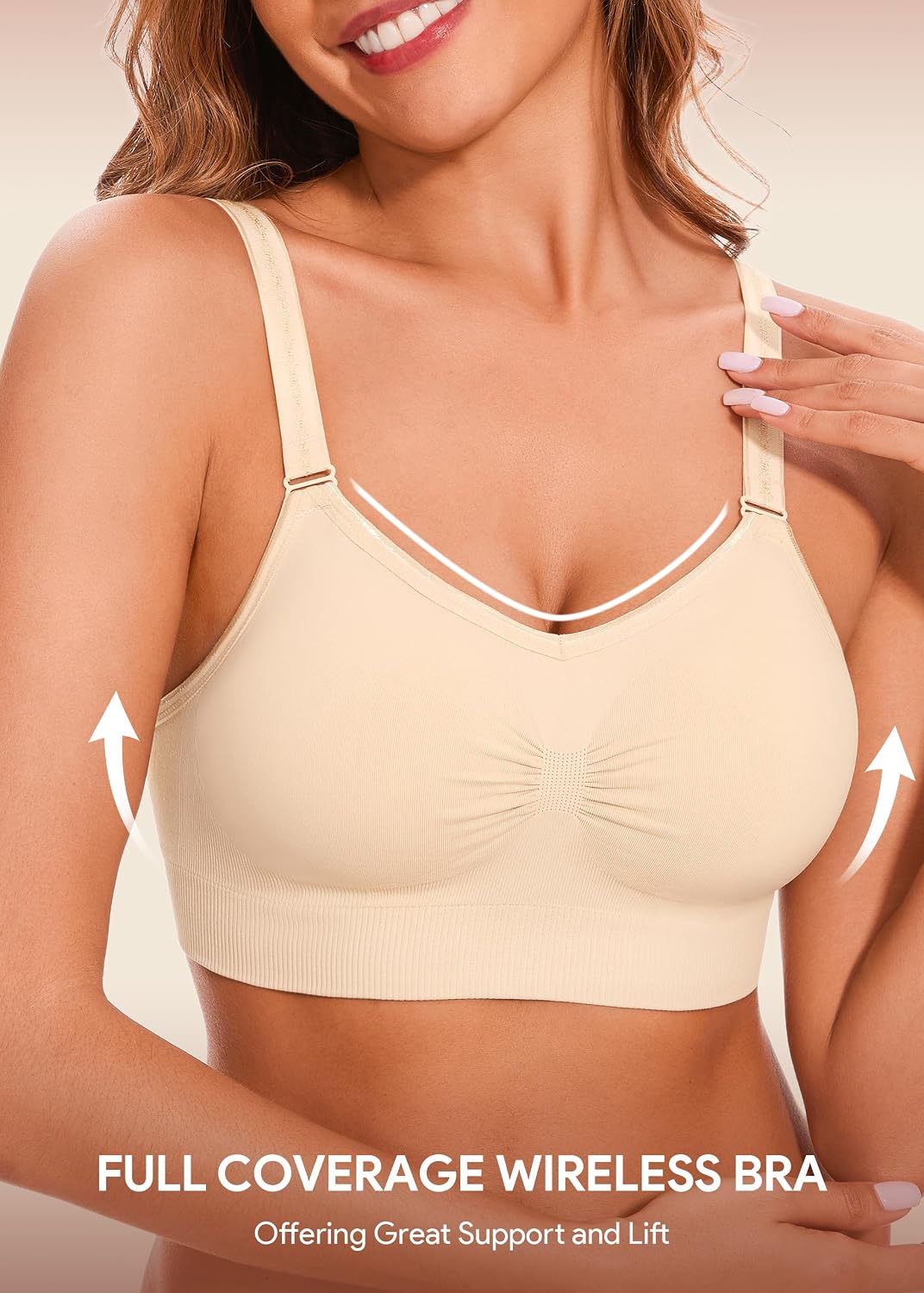 Thumbnail 1 de HBselect 4er Pack Nahtlose Bügellose Sports-Bralettes für Damen mit herausnehmbaren Einlagen