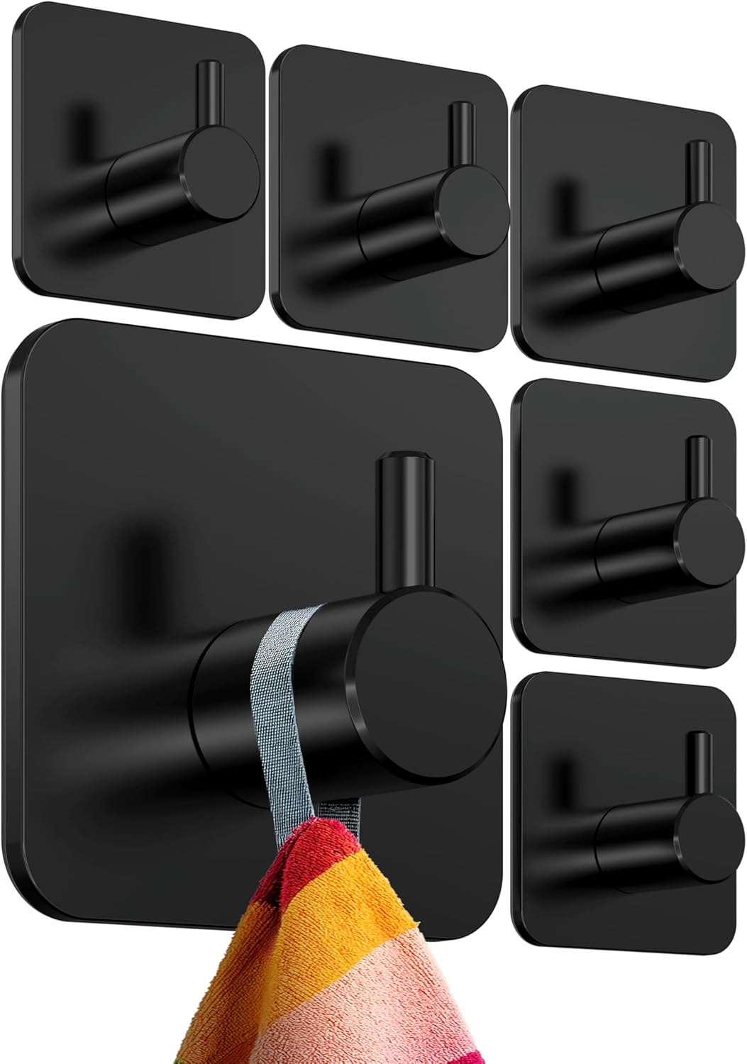 Detalle de 4smile Handtuchhalter 6er Set, selbstklebend schwarz