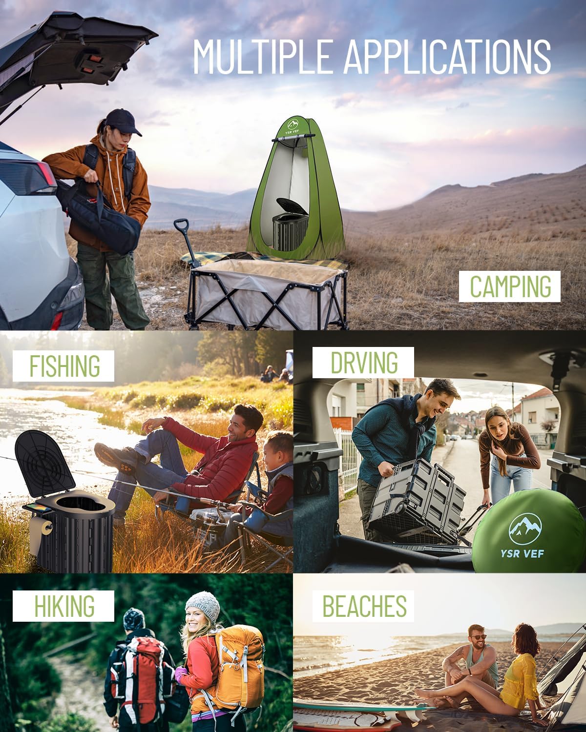 Thumbnail 6 de YSR VEF Portable Camping Toilet Kit with Pop-Up Privacy Tent and Waste Gel