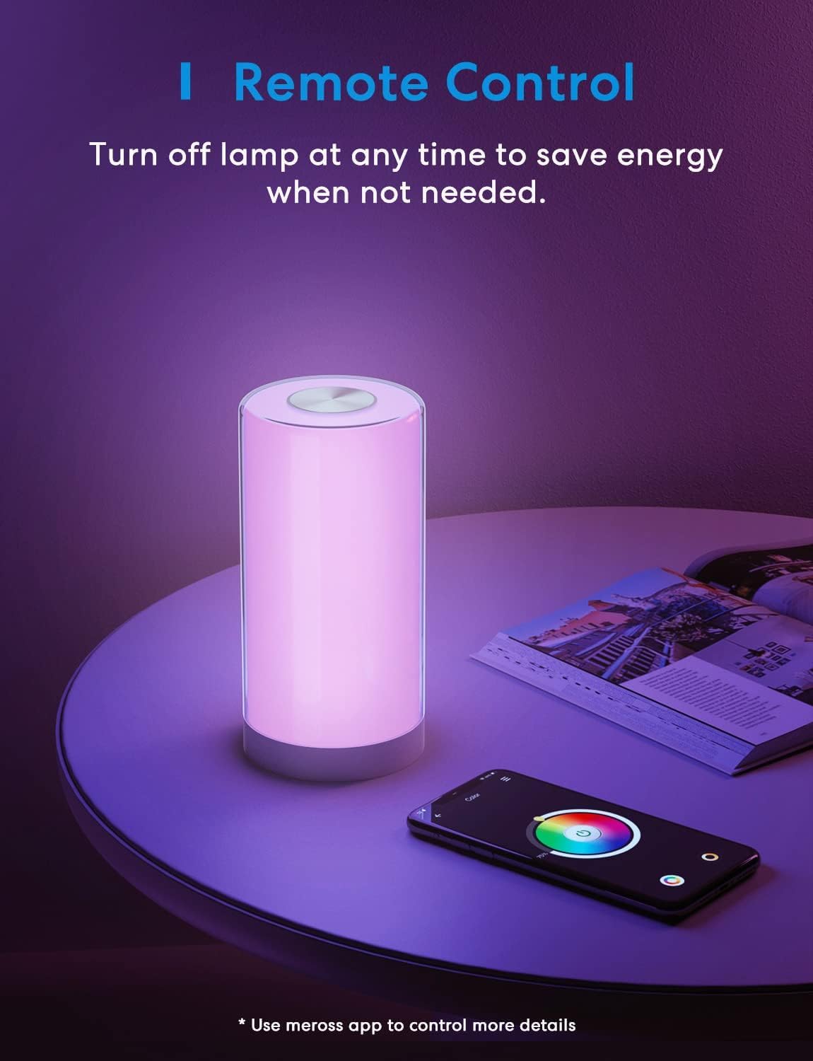Thumbnail 3 de meross WiFi Lamp smart bedside touch lamp with HomeKit, Alexa & Google Assistant (2.4GHz)