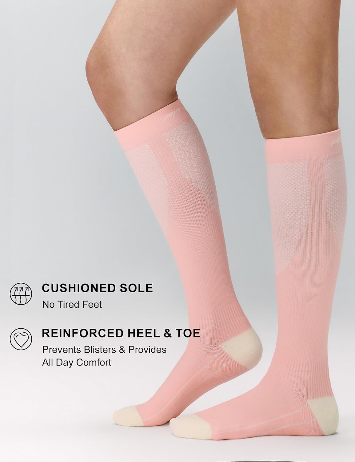 Detalle de FITRELL Knee-High Compression Socks, 20–30 mmHg, 3 Pairs, S/M