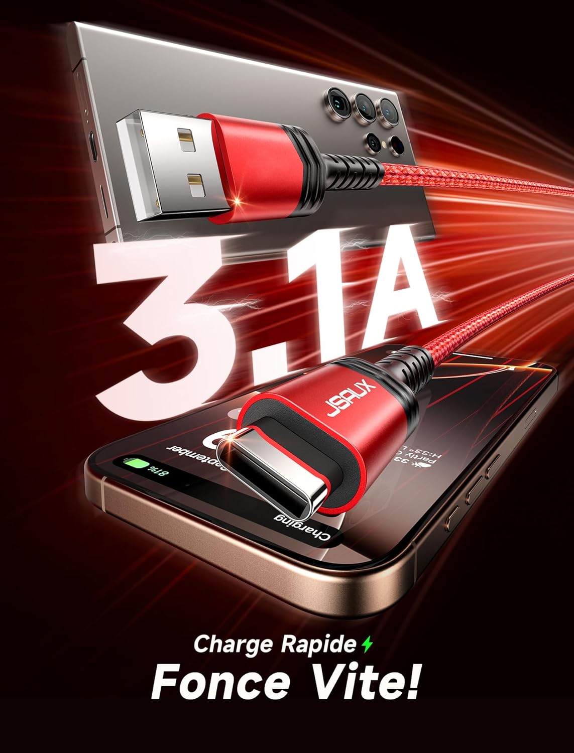 Thumbnail 2 de JSAUX Câble USB C 2M 3,1A 🔌