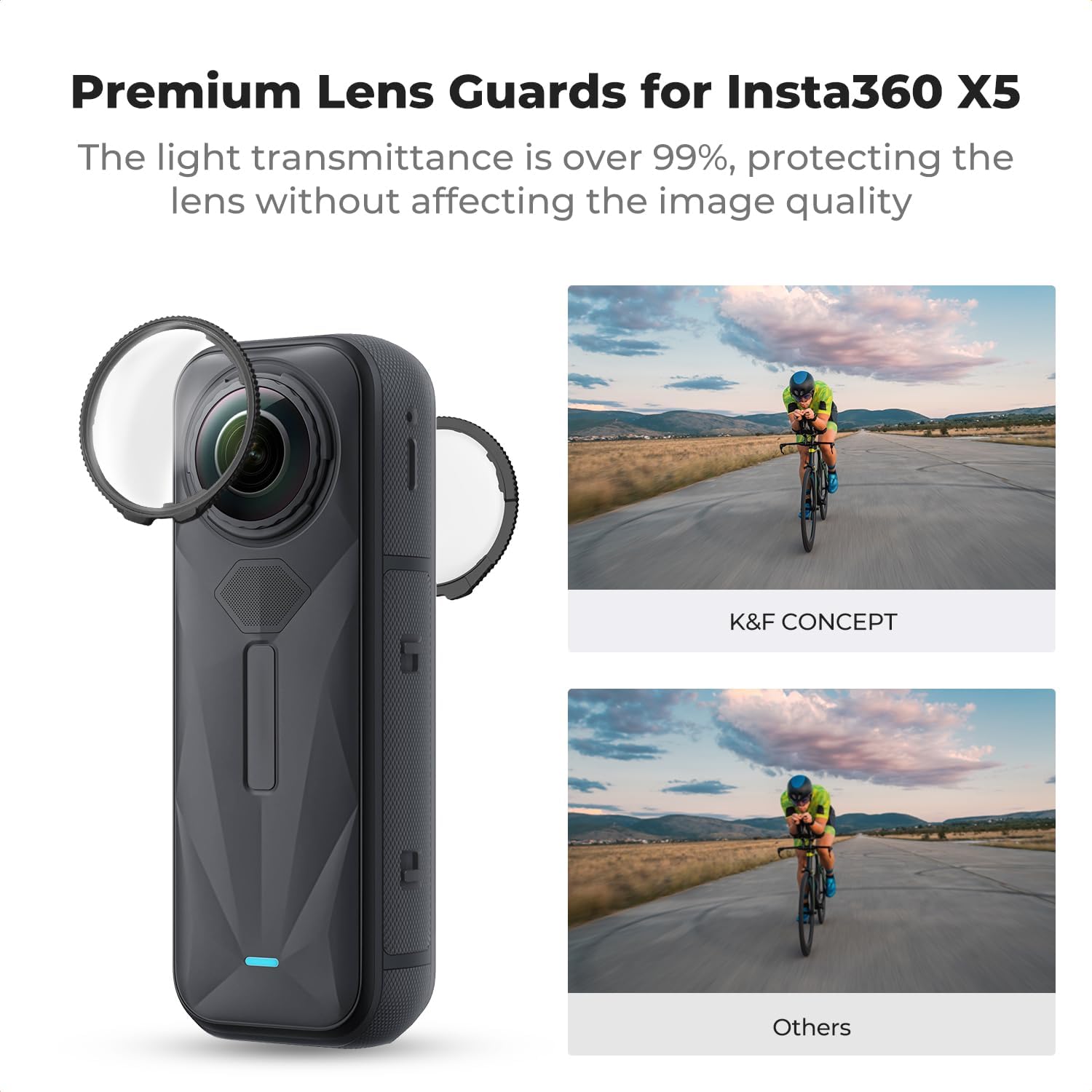 Thumbnail 1 de K&F Concept Premium Lens Guard for Insta360 X5 (2-Pack) – High-Transparency 9H Tempered Glass