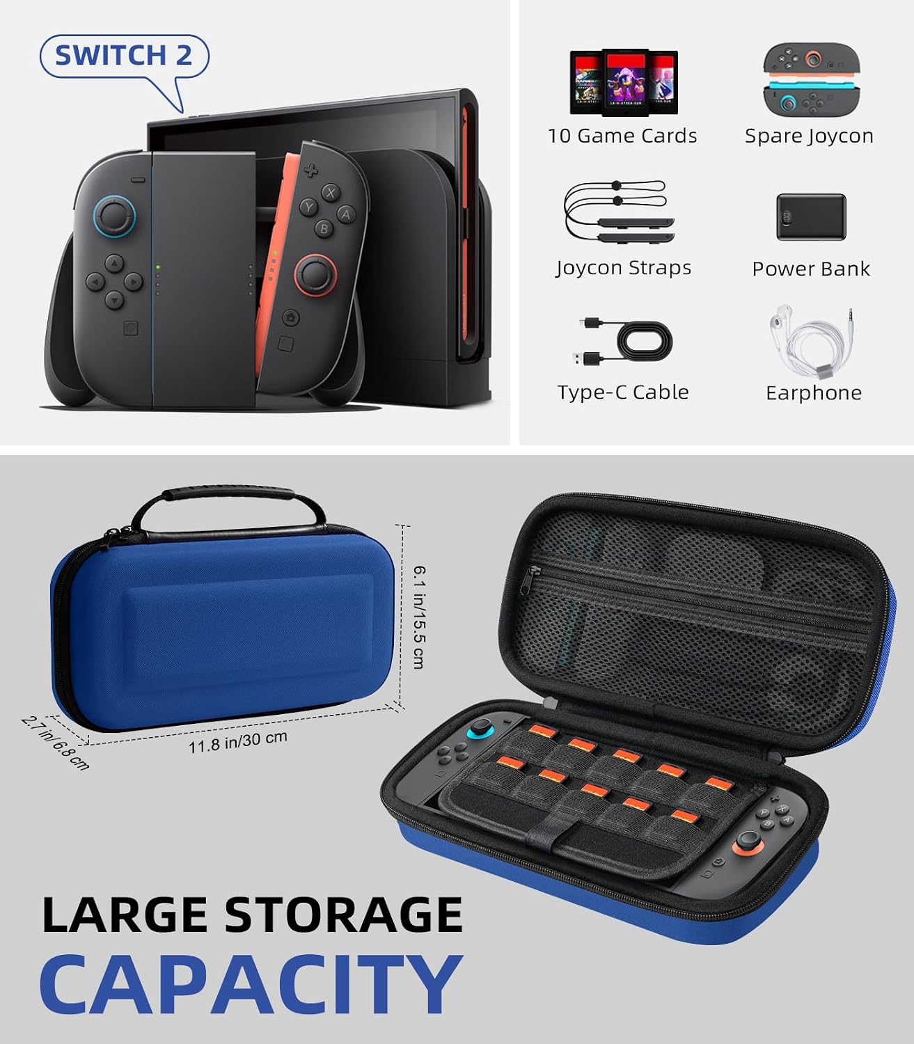 Detalle 2 de TiMOVO Carrying Case for Nintendo Switch 2, 10-slot case