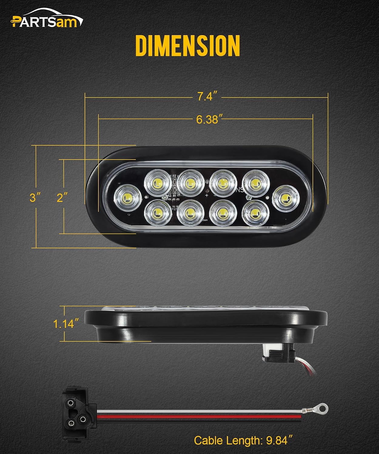 Thumbnail 6 de Partsam oval LED trailer lights, 6-inch
