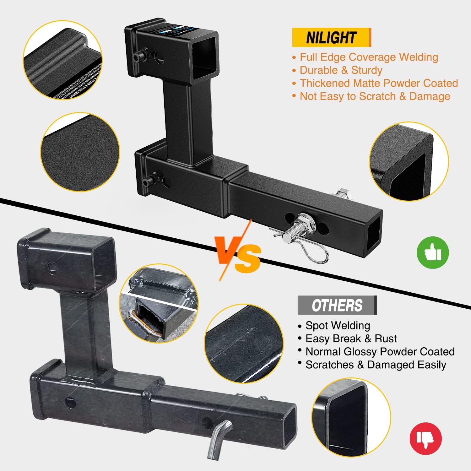 Thumbnail 5 de Nilight Dual Hitch Extension 10" receiver