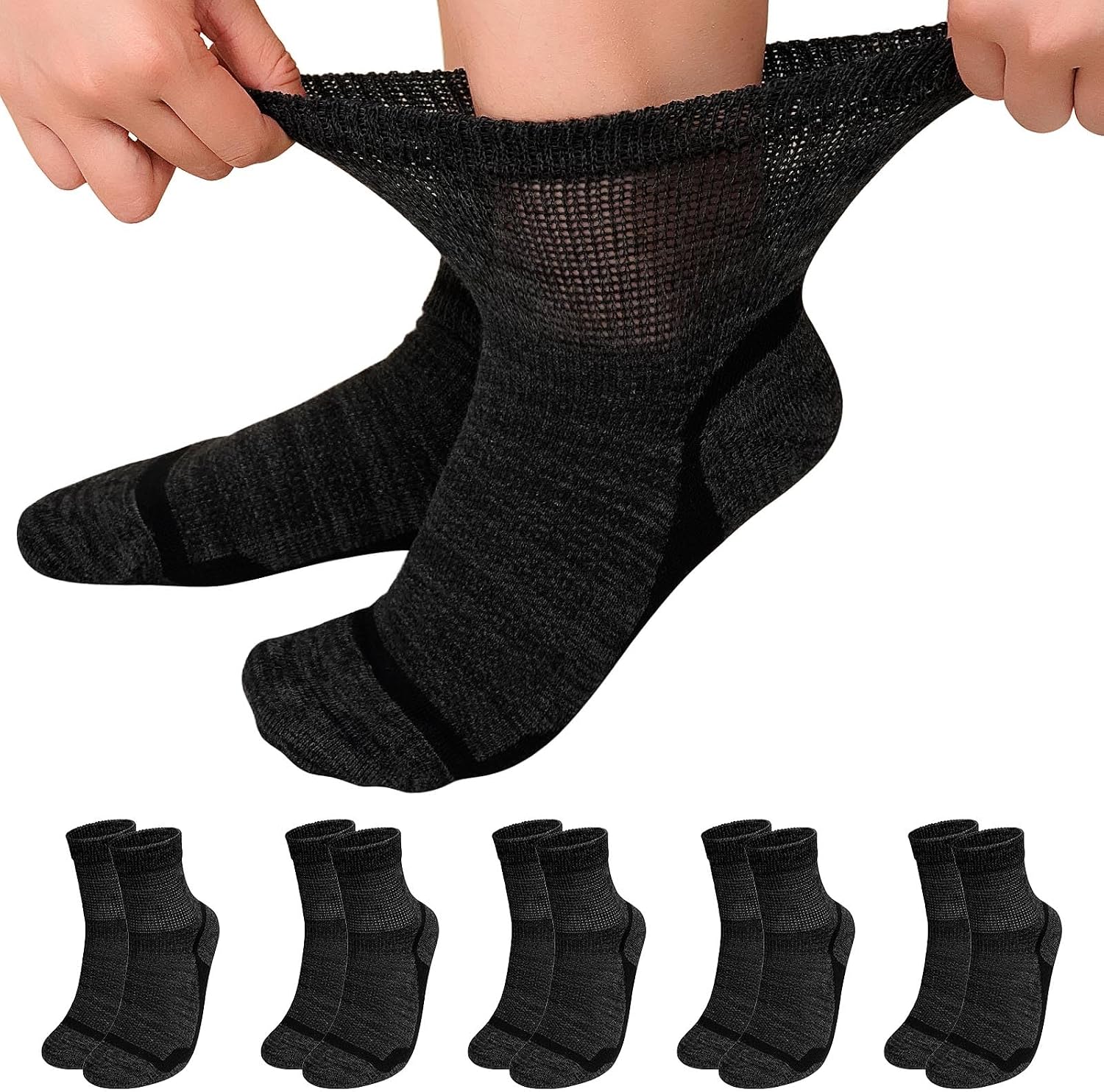 Detalle de LOFIR Bamboo Diabetic Socks – Extra Wide Non-Elastic Seamless Ankle Socks (Size 6–11, 5 Pairs)