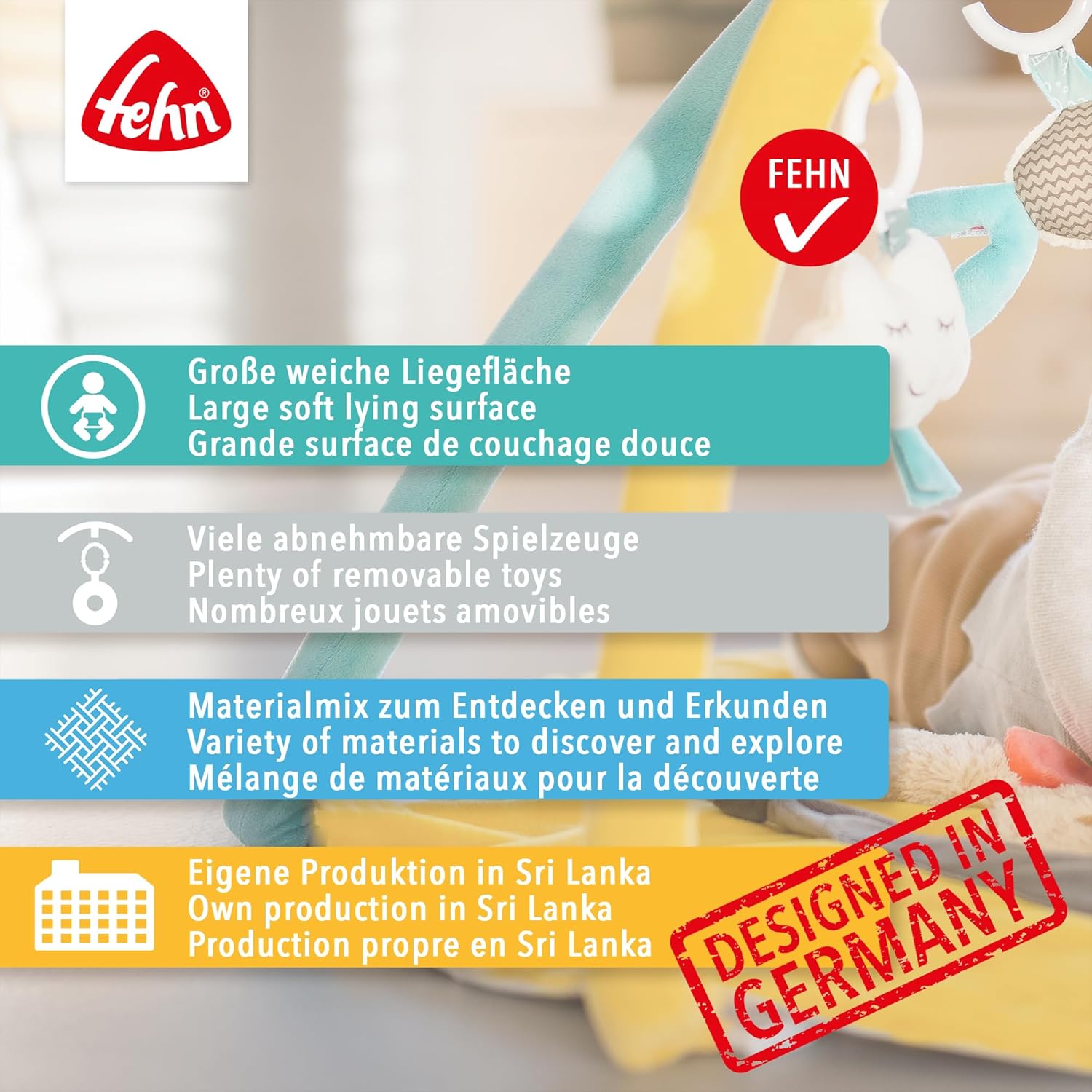 Thumbnail 5 de Fehn 3-D-Activity-Decke Spielbogen Schwanensee (Baby-Krabbeldecke) mit 5 abnehmbaren Spielzeugen