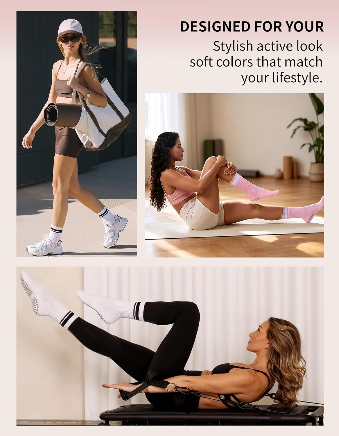 Thumbnail 6 de CLOSEMATE Women's Pilates Grip Socks, 3 Pairs with Full-Sole Silicone Grip