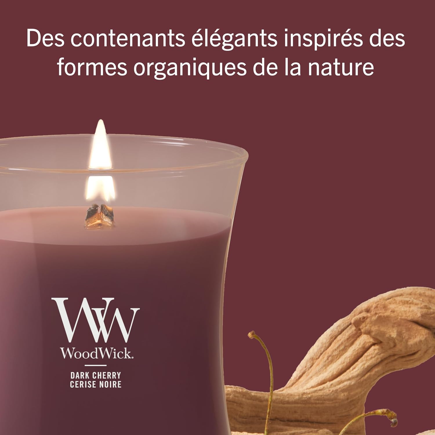 Detalle de WoodWick Bougie parfumée | Bougie sablier moyenne – Cerise griotte