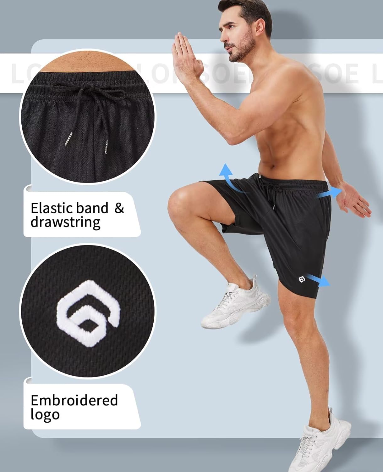 Thumbnail 4 de lomsoe 5 Pack Gym Shorts Men 5 Inch Quick Dry Mesh Shorts with Pockets