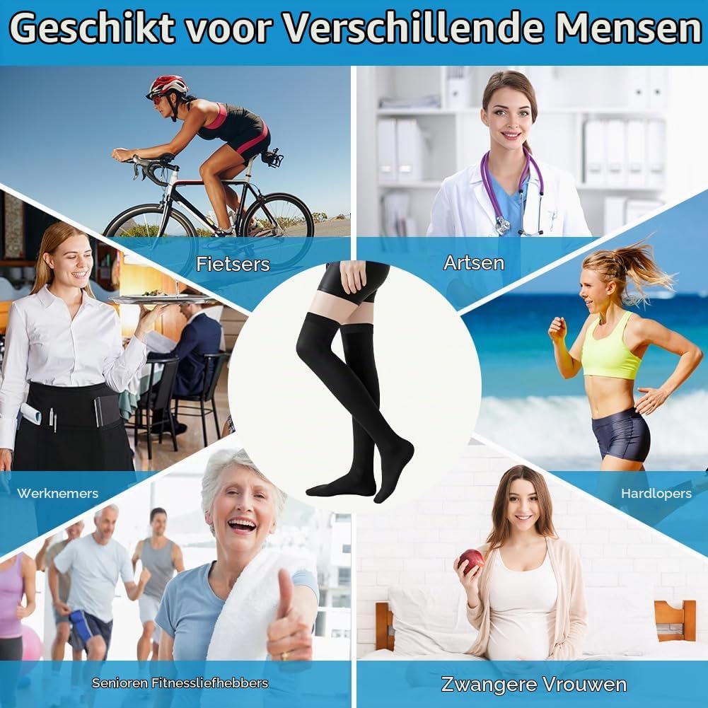 Detalle de AOOSA dijhoge compressiekousen, gesloten, ademend en 23-32 mmHg