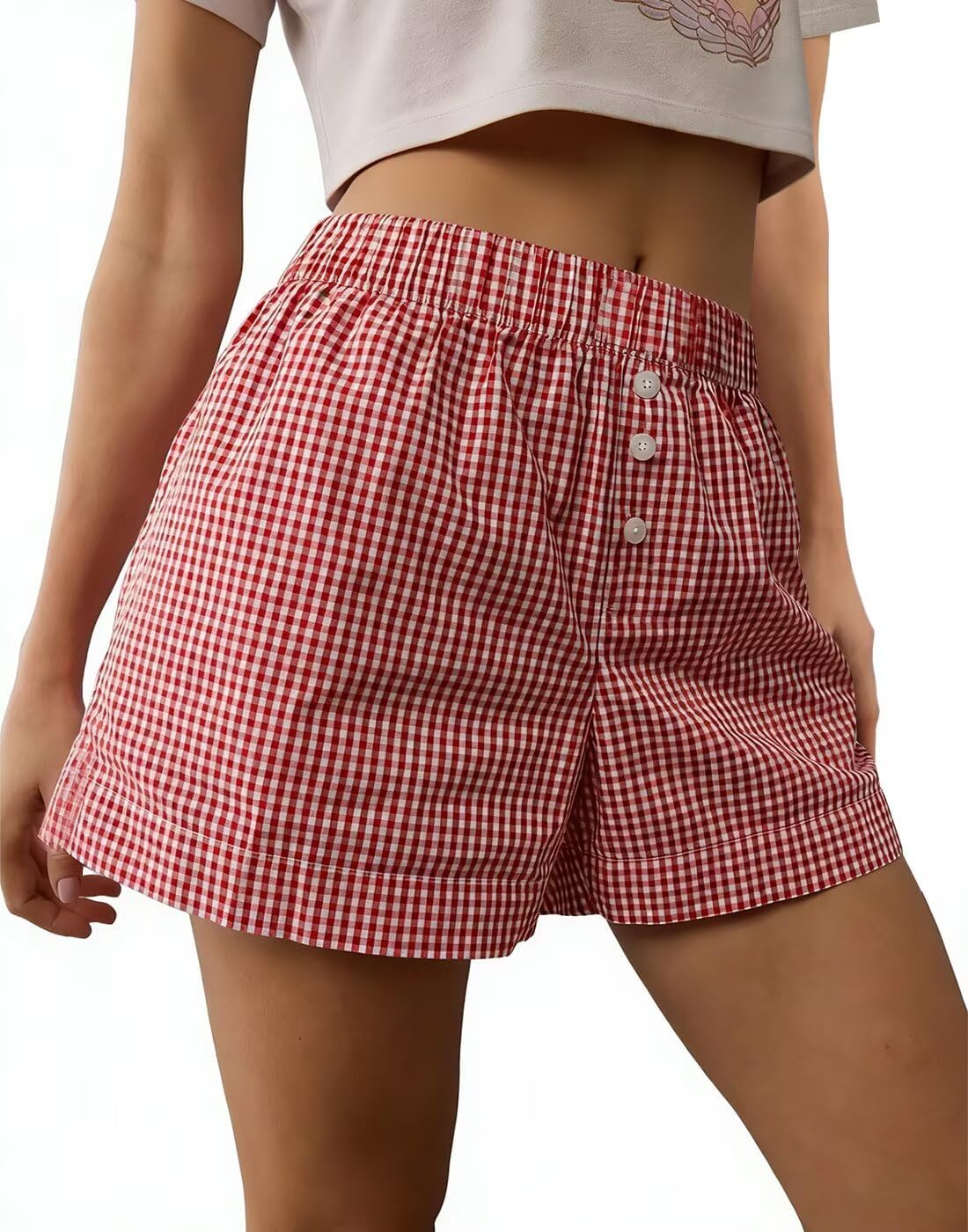 Detalle 2 de LACOZY Womens Boxer Shorts: Casual Summer Cotton Pajama Lounge Bottoms in Gingham