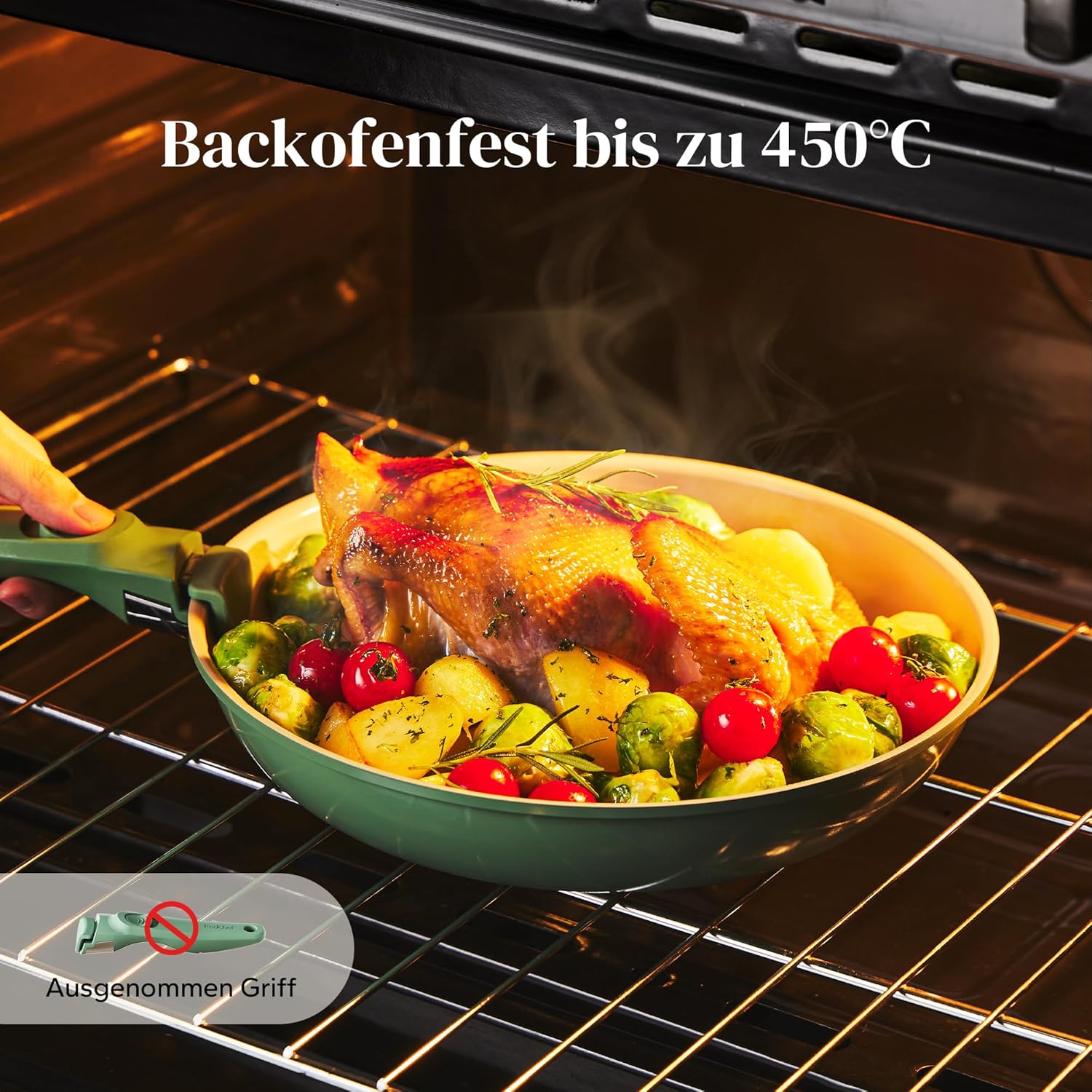 Thumbnail 3 de Redchef Pfannenset mit abnehmbarem Griff (20/24/28 cm) – 6-teilig, für Induktion, Keramik-Antihaft