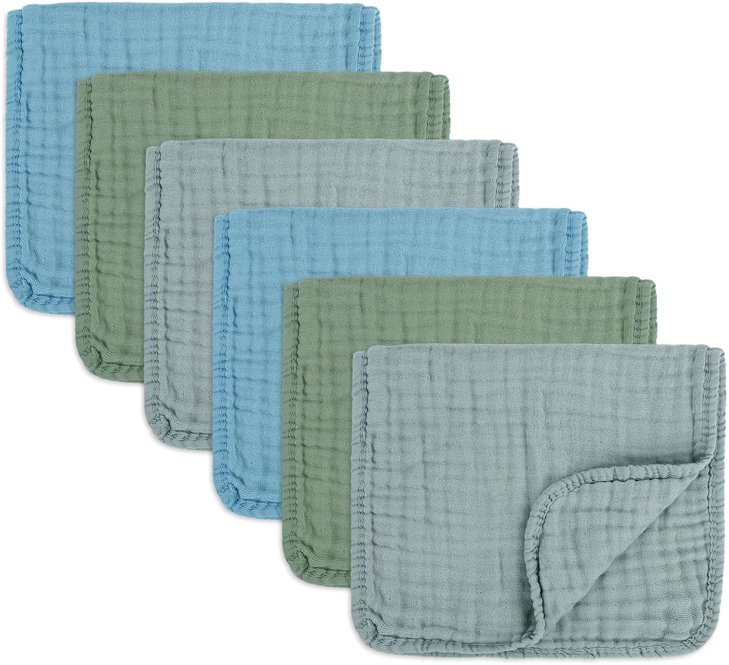 Detalle de NUEUAP Bc-mc-6pk Muslin Burp Cloths, 6-Pack, 10 x 20 Inches