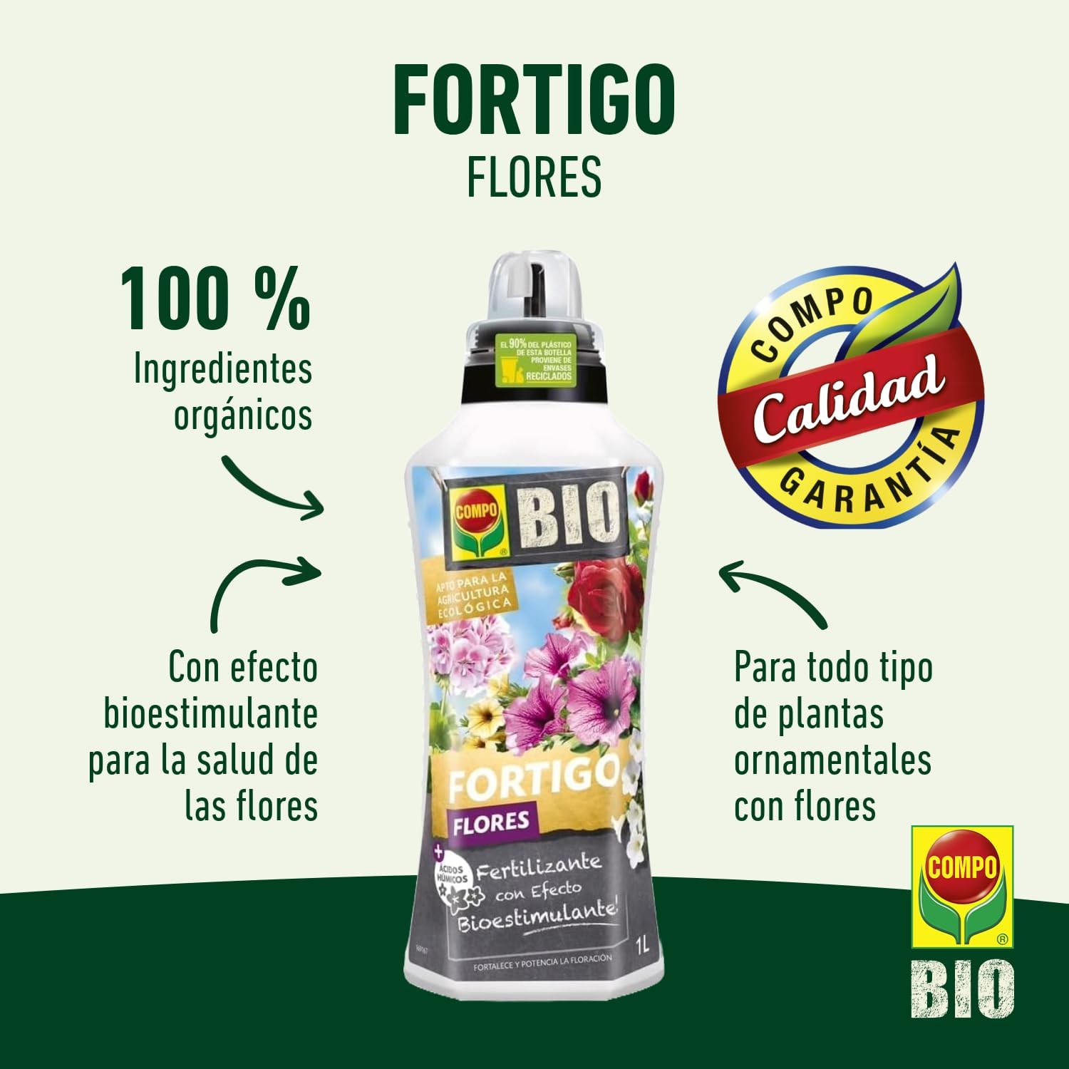 Detalle 2 de Compo Bio Fortigo Flores 🌸 1L para plantas