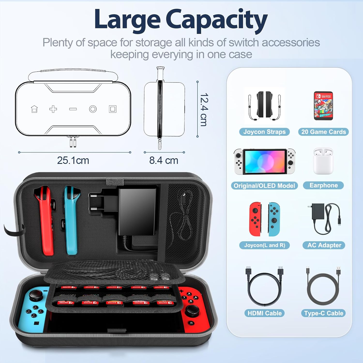 Thumbnail 2 de OIVO Étui Rigide pour Nintendo Switch & Switch OLED – transport et protection avec 20 emplacements