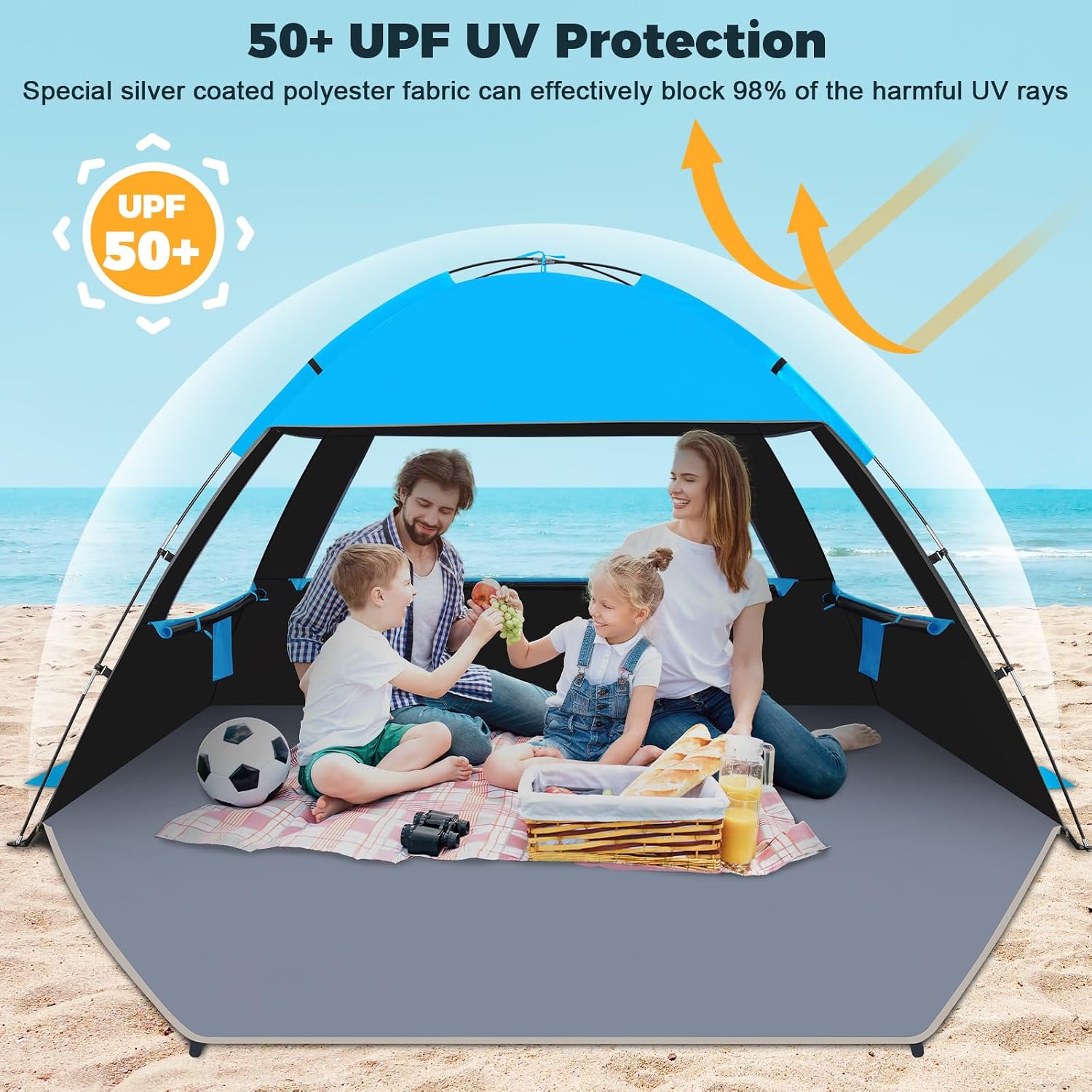 Detalle de Venustas Beach Tent Sun Shelter (3–8 People) with UPF 50+ UV Protection