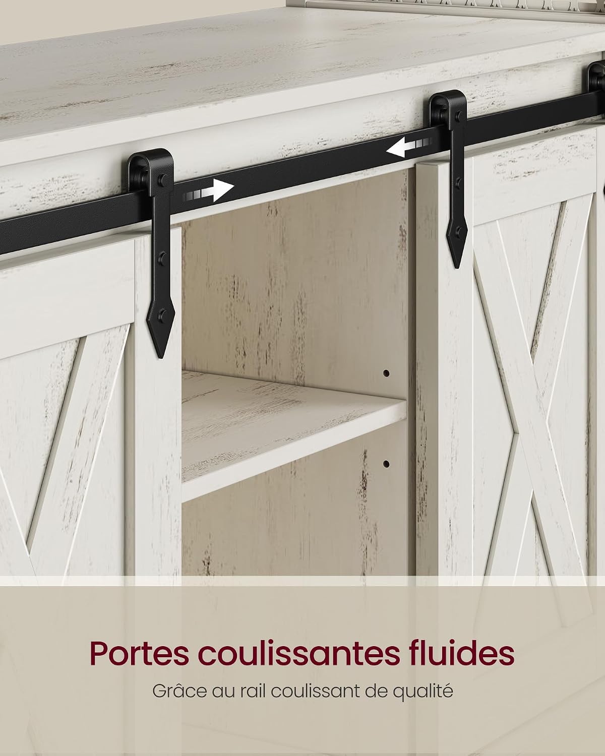 Detalle 2 de VASAGLE Daxton LSC092W01 dressoir met schuifdeuren en verstelbare legplanken