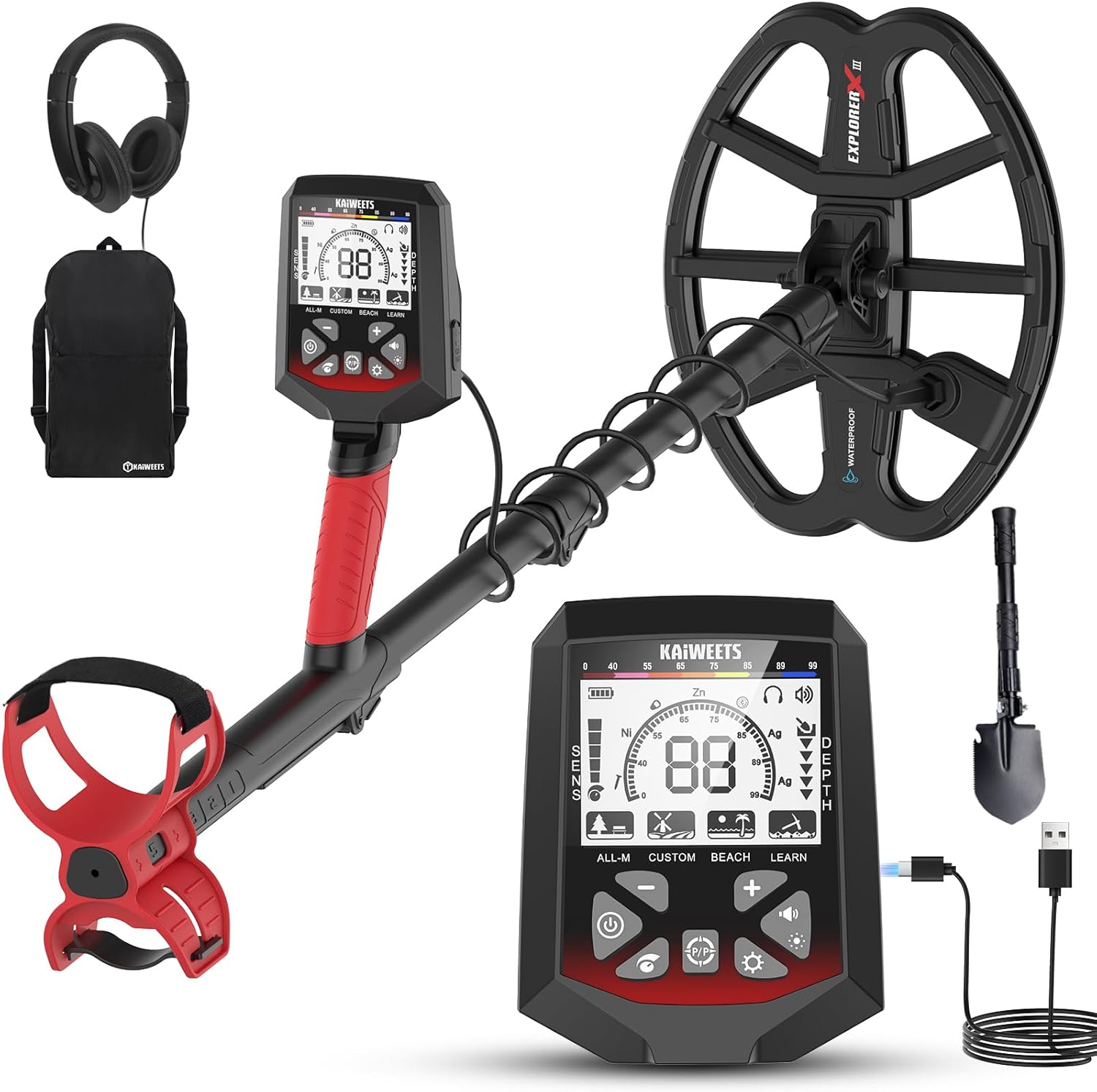 KAIWEETS Metal Detector professionali ultraleggero IP68 con display LCD e 6 modalità