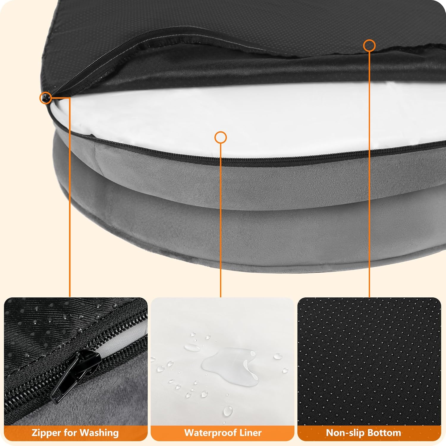 Detalle de Dwanton 36-Inch Medium Dog Bed Sofa with Gel Memory Foam and Bolsters