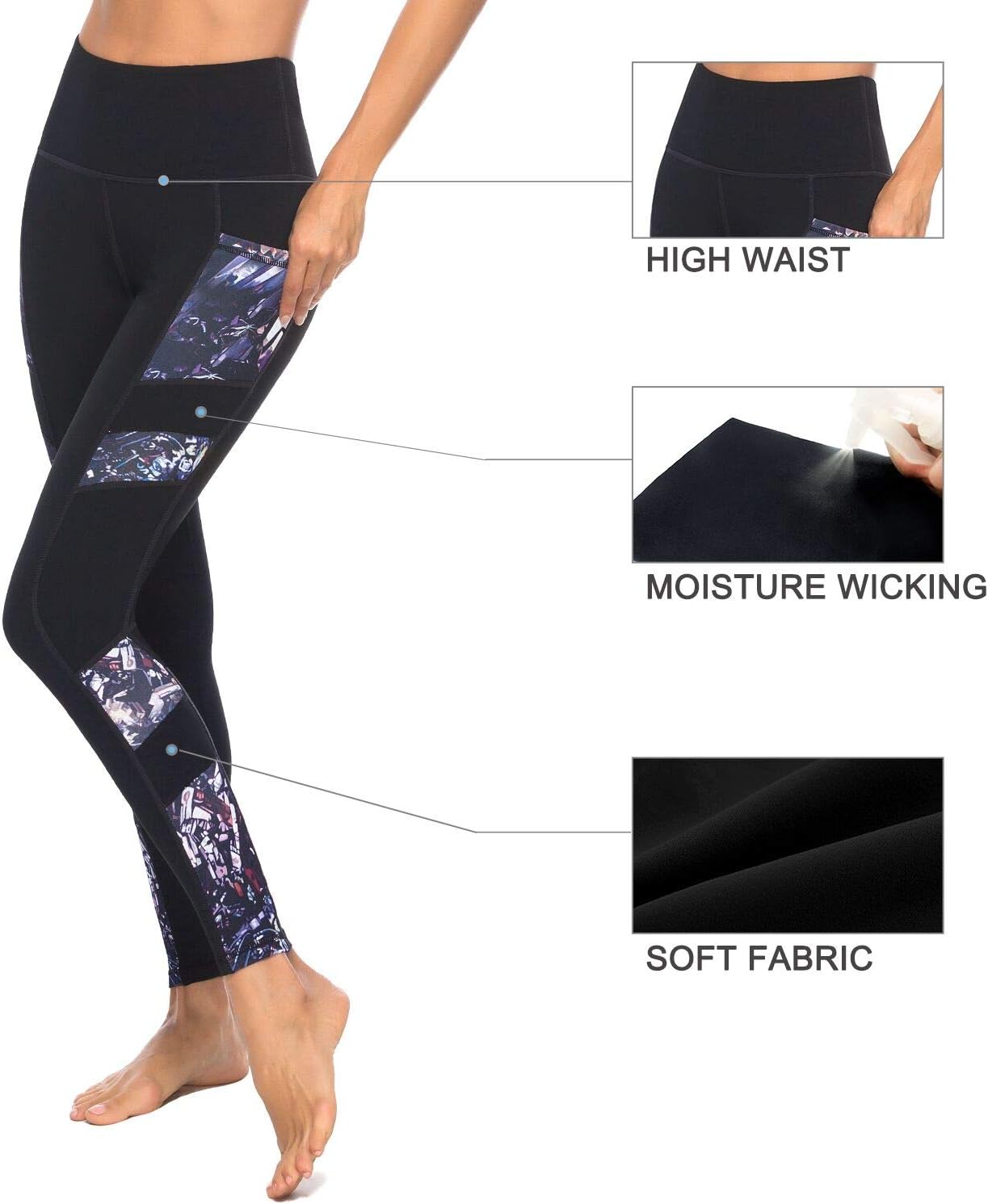 Thumbnail 3 de JOYSPELS Women’s High Waisted Gym Leggings with Full Colour Print & Pockets