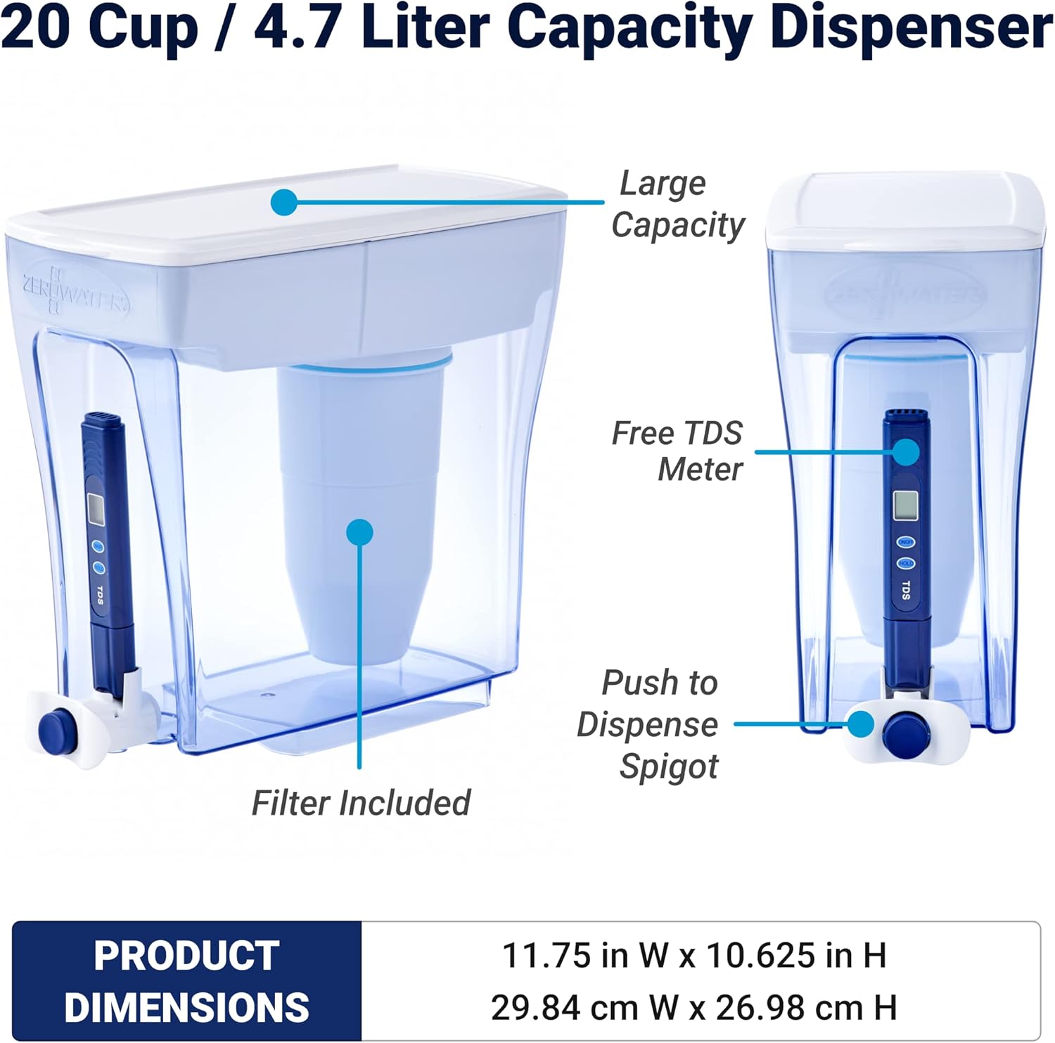 Detalle de ZeroWater 20-Cup Ready-Pour 5-Stage Water Dispenser