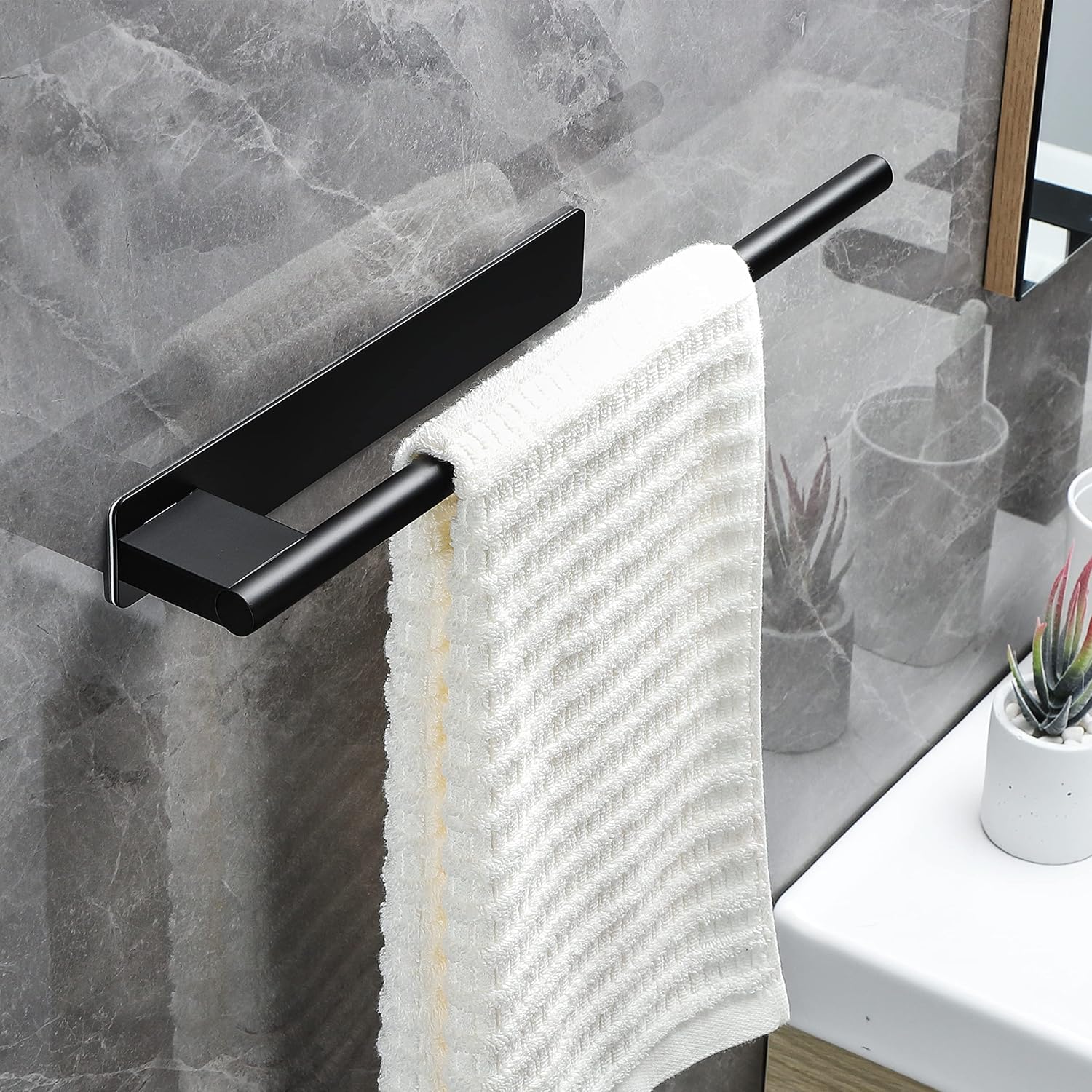 Detalle 2 de Gsocel porta asciugamani a braccio con colla in acciaio inox, 39 cm, nero