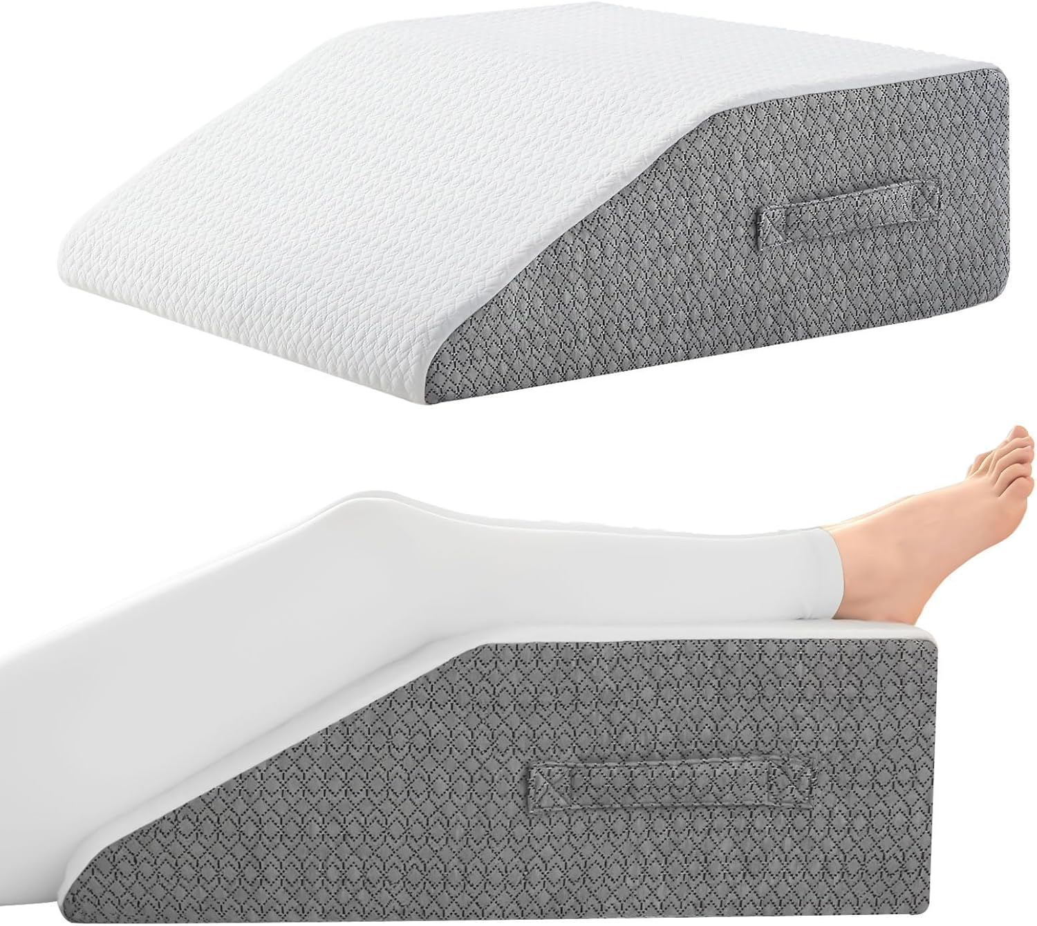 Thumbnail 5 de Nordjager Wedge Pillow for Sleeping & Resting (24" x 24" x 7.5"): Supportive Memory Foam Cushion with Grey/White Cover