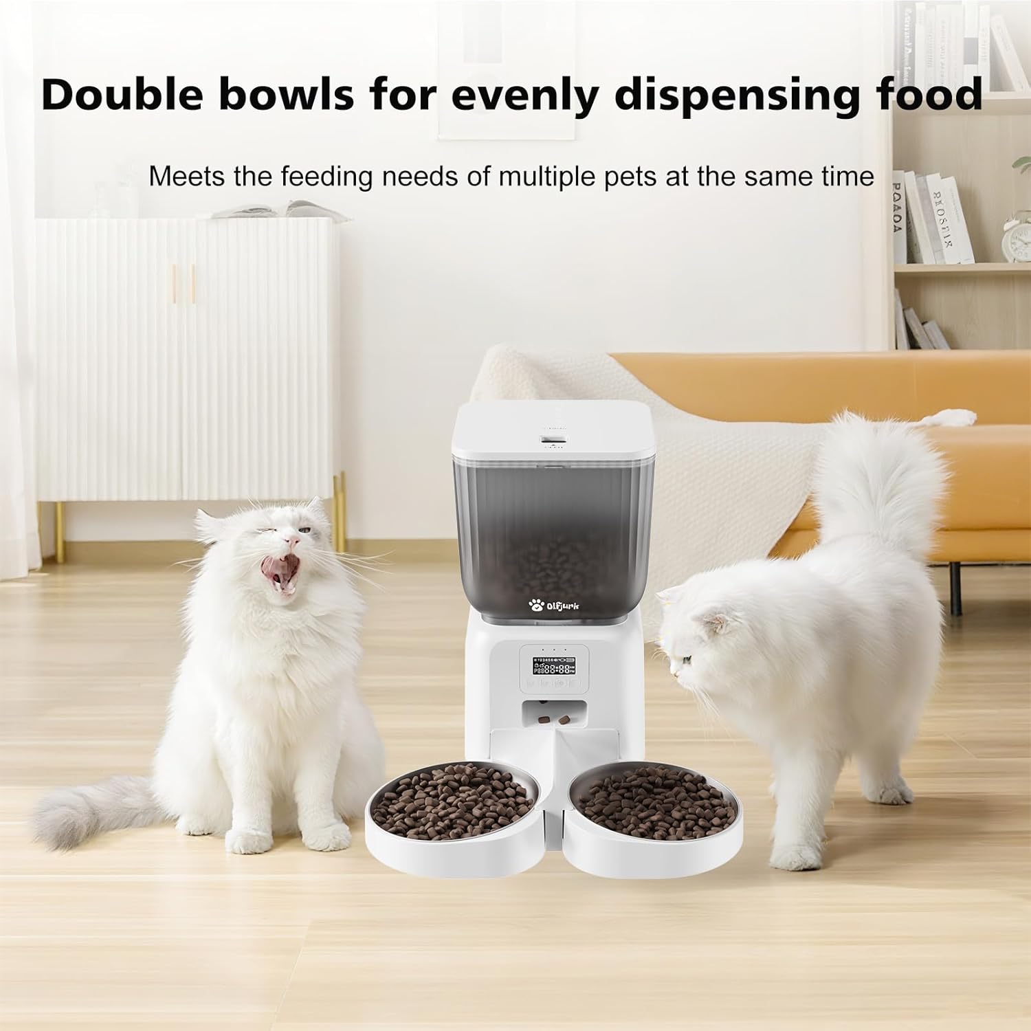 Thumbnail 3 de Olfjurk Automatic Cat Feeder (5L) – Timed Dry Food Dispenser with Dual Power, 1–6 Meals