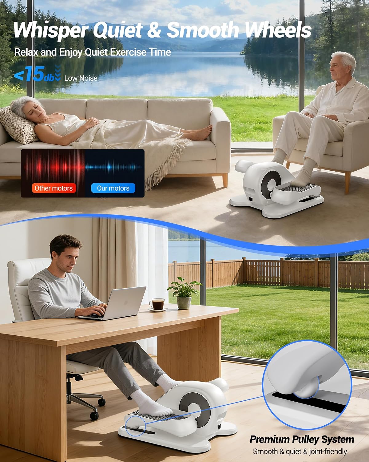 Detalle de UMAY U5 Under-Desk Electric Elliptical with 12 Speeds, Remote and LCD