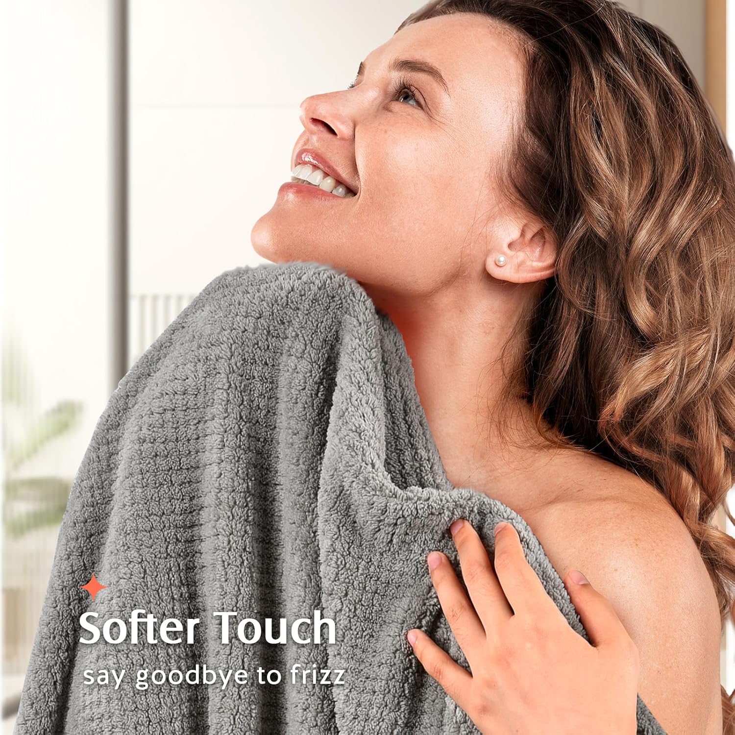 Detalle de YFONG Microfiber Hair Towel Wrap, 2-Pack, 26 x 10 Inches, Elastic Loop
